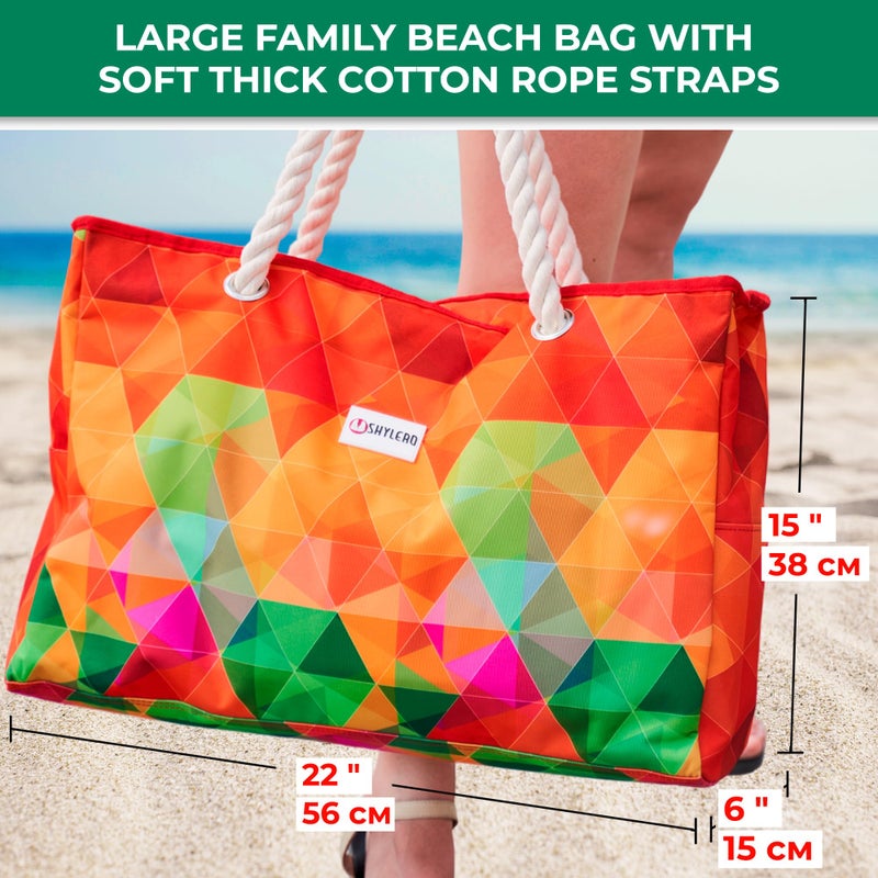 SHYLERO Beach Bag and Pool Bag. Has Airtight Pouch, Key Holder. Beach Tote is Zippered, Waterproof (IP64) - L22xH15xW6 - Image 2
